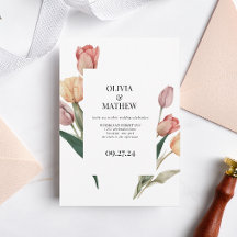 Delicate Romantische Tulp Waterverf Lijst Bruiloft