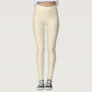 Delicate romige beige effen kleur leggings
