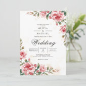 Delicate Roos Blossom Boog Wedding Kaart (Staand voorkant)