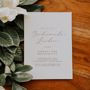 Delicate Roos Gold Bridesmaids Luncheon Kaart