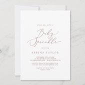 Delicate Roos Gold Calligrafie-Baby Sprinkle Kaart (Voorkant)
