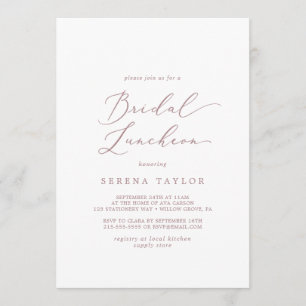 Delicate Roos Gold Calligraphy Bridal Luncheon Kaart
