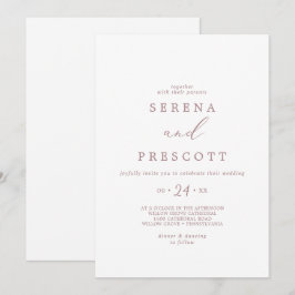 Delicate Roos Gold Calligraphy Casual Wedding Kaart