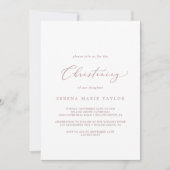 Delicate Roos Gold Calligraphy Christening Kaart (Voorkant)