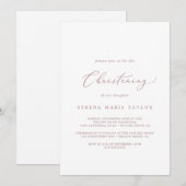 Delicate Roos Gold Calligraphy Christening Kaart (Voorkant / Achterkant)