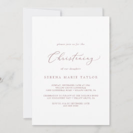 Delicate Roos Gold Calligraphy Christening Kaart