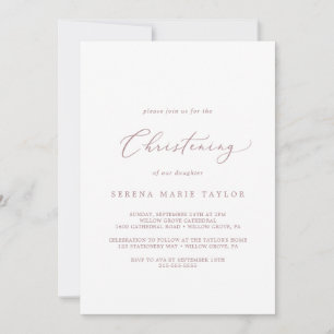 Delicate Roos Gold Calligraphy Christening Kaart