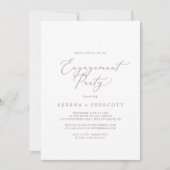 Delicate Roos Gold Calligraphy Engagement Party Kaart (Voorkant)