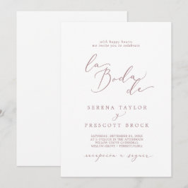 Delicate Roos Gold Calligraphy La Boda de Wedding Kaart
