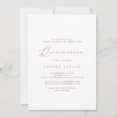 Delicate Roos Gold Calligraphy Quinceañera Kaart (Voorkant)