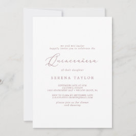 Delicate Roos Gold Calligraphy Quinceañera Kaart