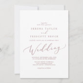 Delicate Roos Gold Calligraphy Wedding Kaart (Voorkant)