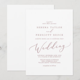 Delicate Roos Gold Calligraphy Wedding Kaart