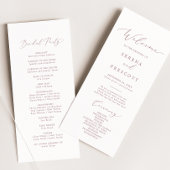 Delicate Roos Gold Calligraphy Wedding Program Programmakaart