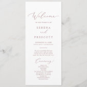 Delicate Roos Gold Calligraphy Wedding Program Programmakaart (Voorkant)