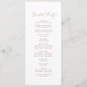 Delicate Roos Gold Calligraphy Wedding Program Programmakaart (Achterkant)