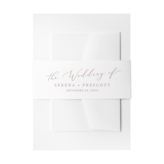 Delicate Roos Gold Calligraphy Wedding Uitnodigingen Wikkel (Voorkant Voorbeeld)