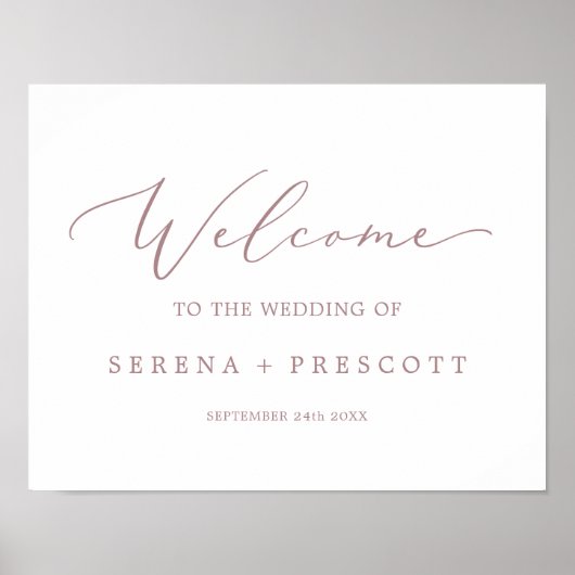Delicate Roos Gold Calligraphy Weduwwelkomstwoord Poster (Voorkant)