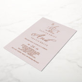 Delicate Roos Gold Foil | Blush Monogram Weddensch Folie Uitnodiging (Gedraaid)