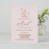 Delicate Roos Gold Foil | Blush Monogram Weddensch Folie Uitnodiging (Staand Voorkant)