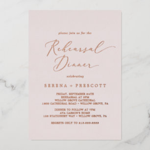 Delicate Roos Gold Foil   Blush repesial Dinner Folie Uitnodiging