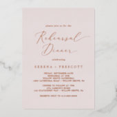 Delicate Roos Gold Foil | Blush repesial Dinner Folie Uitnodiging (Voorkant)