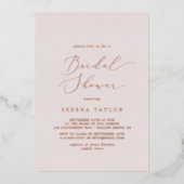 Delicate Roos Gold Foil | Blush Vrijgezellenfeest Folie Uitnodiging (Voorkant)