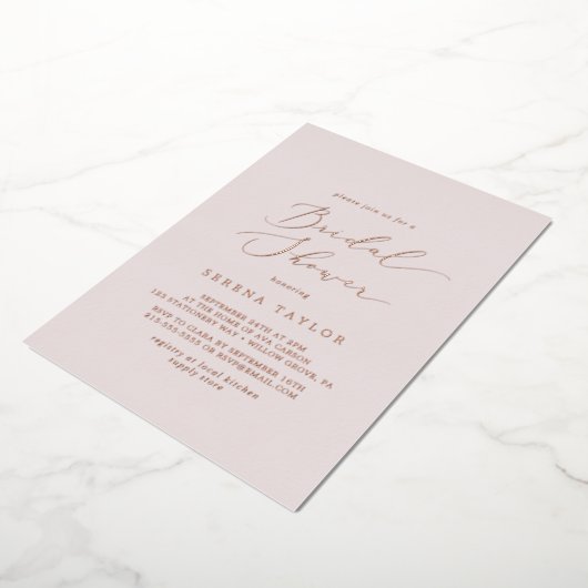 Delicate Roos Gold Foil | Blush Vrijgezellenfeest Folie Uitnodiging (Gedraaid)