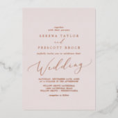 Delicate Roos Gold Foil | Blush Weddenschap Folie Uitnodiging (Voorkant)
