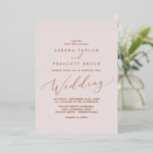 Delicate Roos Gold Foil | Blush Weddenschap Folie Uitnodiging (Staand Voorkant)