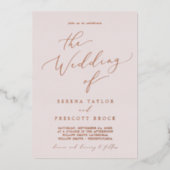 Delicate Roos Gold Foil | Het verbrijzelen van het Folie Uitnodiging (Voorkant)