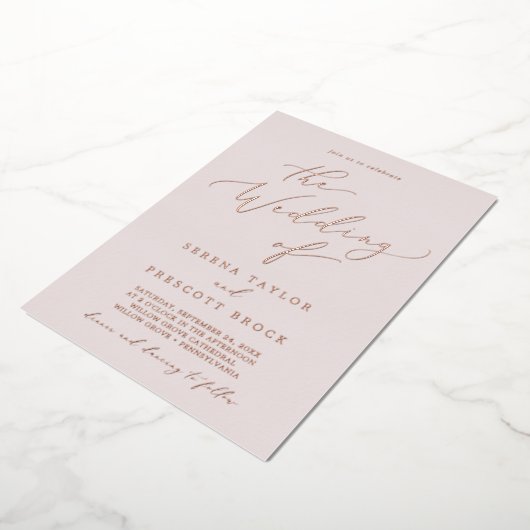 Delicate Roos Gold Foil | Het verbrijzelen van het Folie Uitnodiging (Gedraaid)