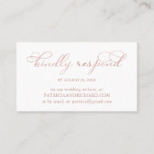 Delicate Roos Goud Script Bruiloft Online RSVP Visitekaartje (Voorkant)