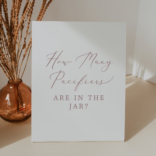 Delicate Roos Hoeveel fopspenen Baby shower spel Reclamebord Met Voetstuk