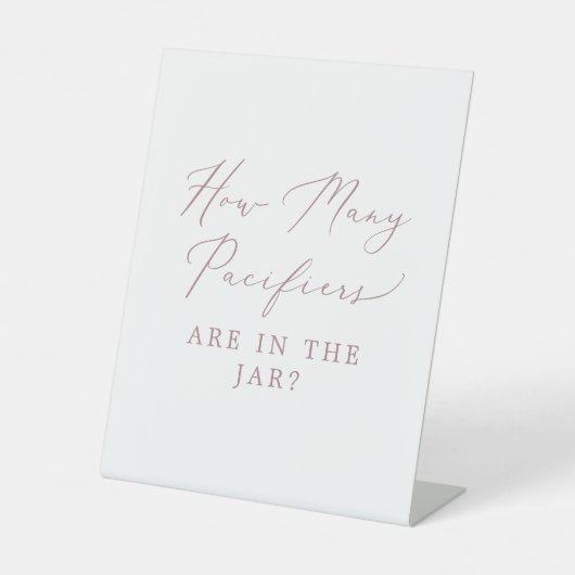 Delicate Roos Hoeveel fopspenen Baby shower spel Reclamebord Met Voetstuk (Voorkant)