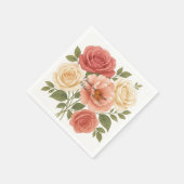 Delicate Roos pioen gepersonaliseerde bruiloft ser Servet (Hoek)