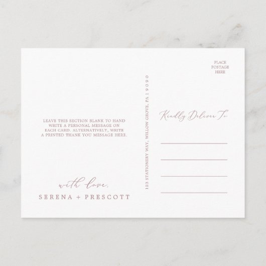 Delicate Rose Gold 3 Photo Template Thank You Briefkaart (Achterkant)