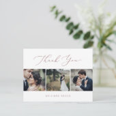 Delicate Rose Gold 3 Photo Template Thank You Briefkaart (Staand voorkant)