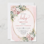 Delicate Rose Gold Flowers Eucalyptus Baby Shower  Kaart (Voorkant)