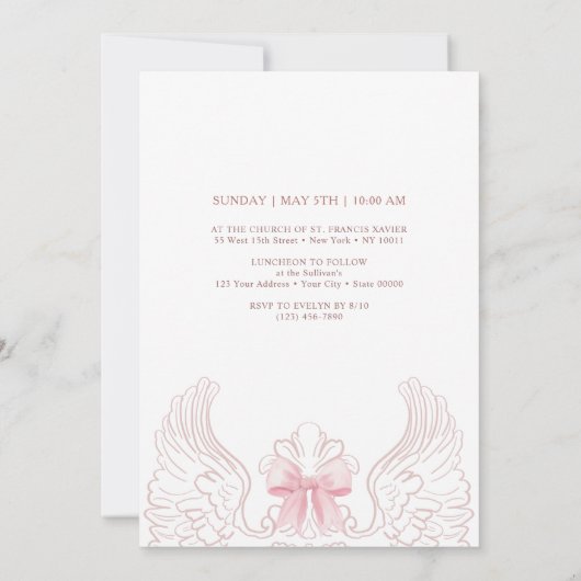 Delicate Roses Frame First Communion Kaart (Achterkant)