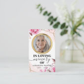 Delicate Rosy Blush Memorial Prayer-fotokaart Visitekaartje (Staand voorkant)