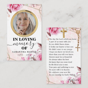 Delicate Rosy Blush Memorial Prayer-fotokaart Visitekaartje