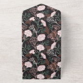 Delicate Roze Anjers met Groene Bladeren Bloemen All In One Uitnodiging (Buitenkant)