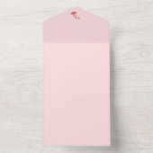 Delicate Roze Anjers met Groene Bladeren Bloemen All In One Uitnodiging (Binnen)