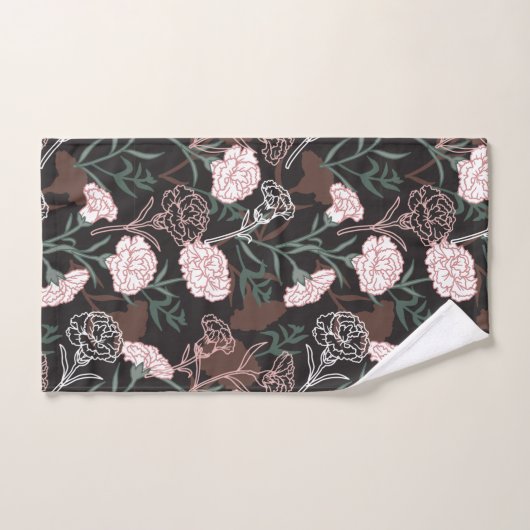 Delicate Roze Anjers met Groene Bladeren Bloemen Bad Handdoek (Handdoek)