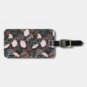 Delicate Roze Anjers met Groene Bladeren Bloemen Bagagelabel (Voorkant horizontaal)