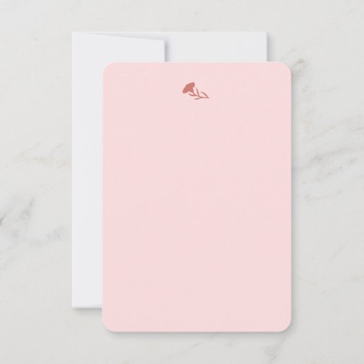 Delicate Roze Anjers met Groene Bladeren Bloemen Bedankkaart (Achterkant)