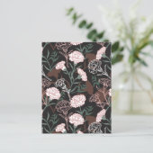 Delicate Roze Anjers met Groene Bladeren Bloemen Briefkaart (Staand voorkant)