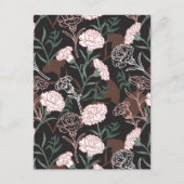 Delicate Roze Anjers met Groene Bladeren Bloemen Briefkaart (Voorkant)