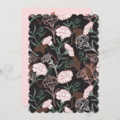 Delicate Roze Anjers met Groene Bladeren Bloemen Feestdagenkaart (Voorkant / Achterkant)